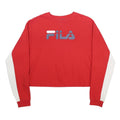 FILA Womens Red & White Crew Neck XL Logo Crop Sweatshirt Cotton Blend