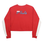 FILA Womens Red & White Crew Neck XL Logo Crop Sweatshirt Cotton Blend