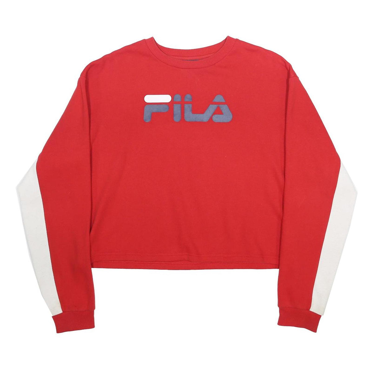 FILA Womens Red & White Crew Neck XL Logo Crop Sweatshirt Cotton Blend