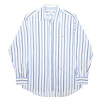 LACOSTE Mens Blue & White Striped Shirt XL Classic Cotton Long Sleeve