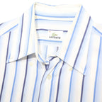 LACOSTE Mens Blue & White Striped Shirt XL Classic Cotton Long Sleeve