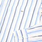 LACOSTE Mens Blue & White Striped Shirt XL Classic Cotton Long Sleeve