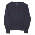 POLO RALPH LAUREN Boys Navy Plain V-Neck Basic Knit Jumper 6Y Cotton Soft