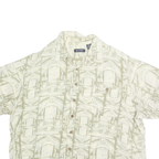 PURITAN Mens Beige & Cream Pattern Shirt 2XL Polyester Blend Casual Summer