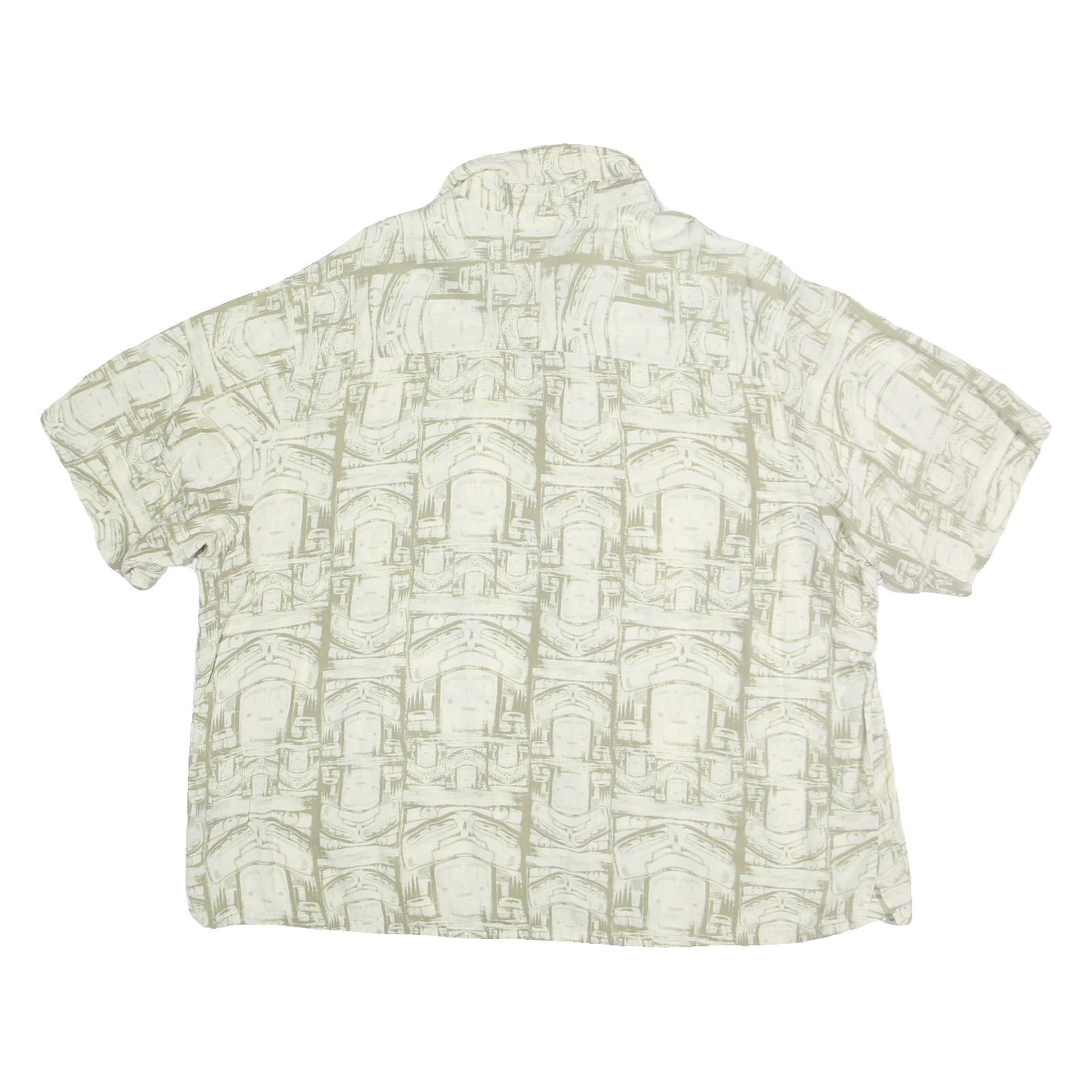 PURITAN Mens Beige & Cream Pattern Shirt 2XL Polyester Blend Casual Summer