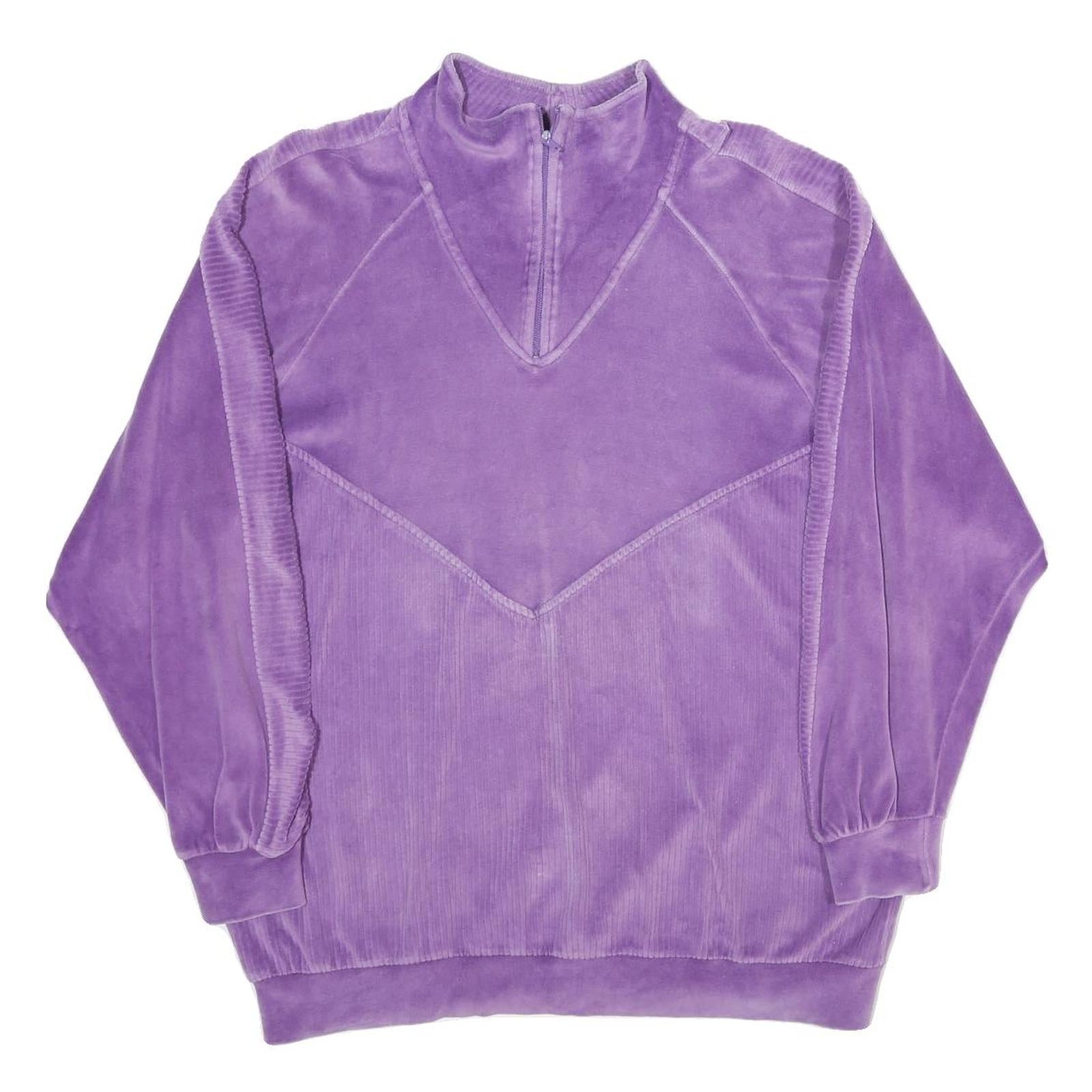 Womens Purple Plain Pullover Jumper Crew Neck Rib Knit L Soft Feel Comfortable