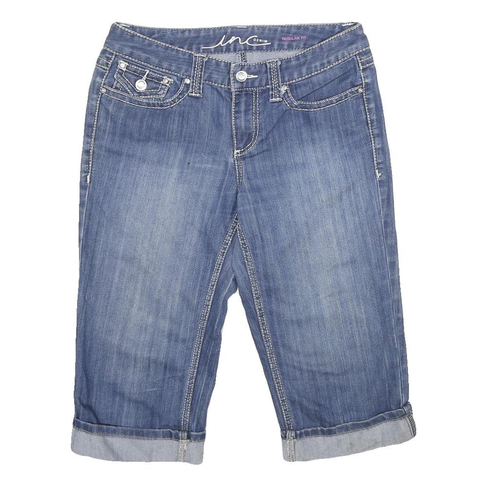 ANC DENIM Womens Denim Blue Regular Fit Straight Shorts UK 10 W30 Casual Cotton