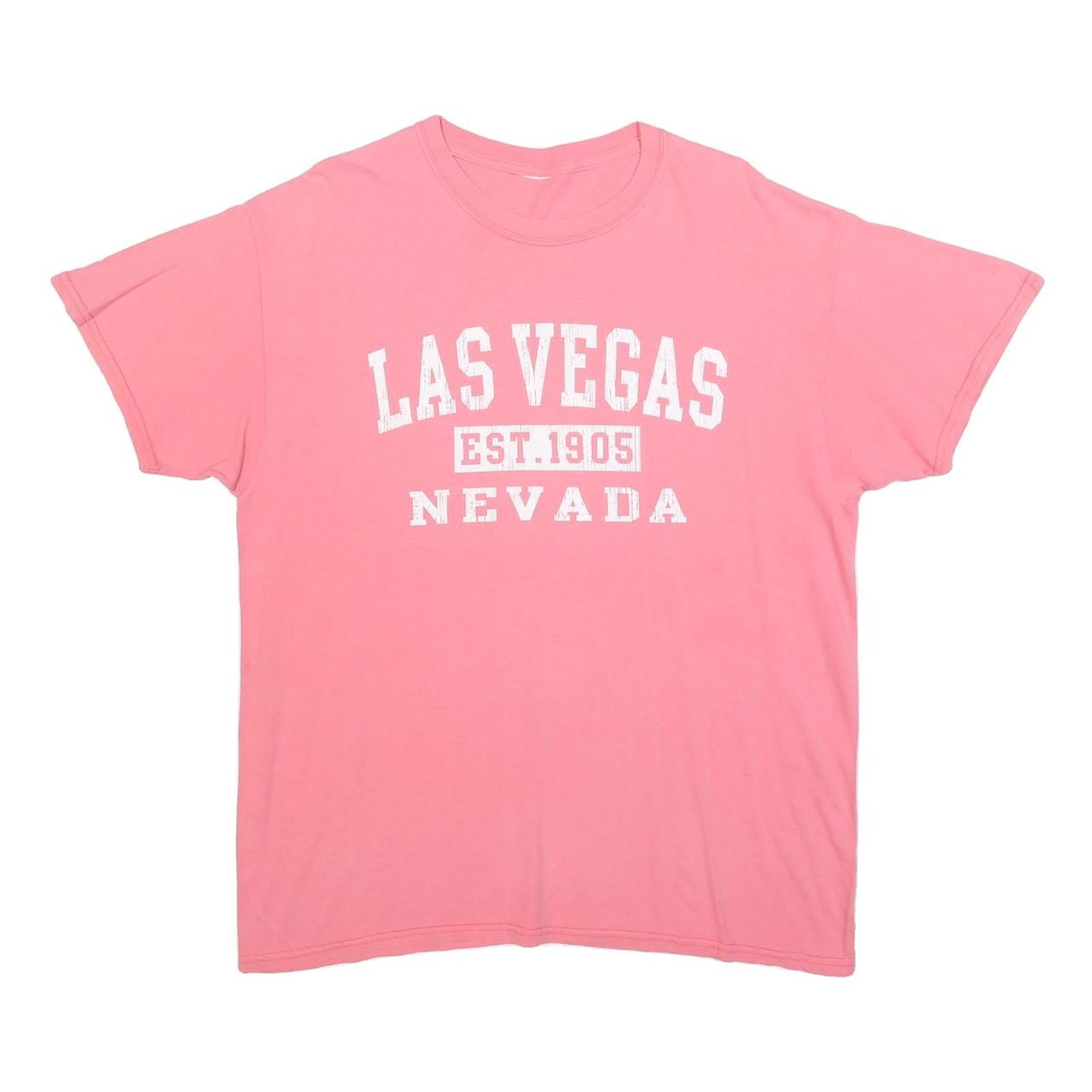 Womens Pink Las Vegas Est 1905 Nevada Graphic T-Shirt L Short Sleeve Crew Neck