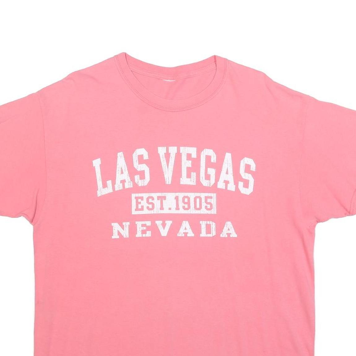 Womens Pink Las Vegas Est 1905 Nevada Graphic T-Shirt L Short Sleeve Crew Neck