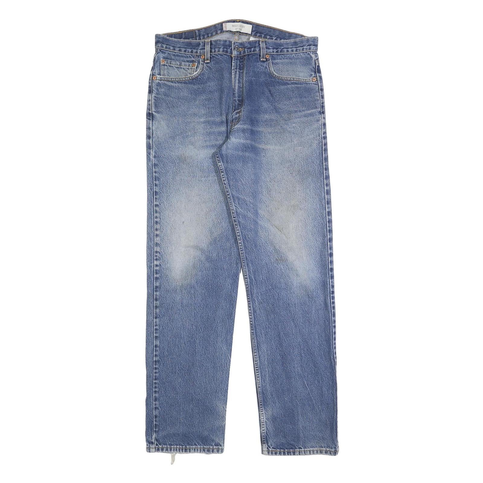 LEVI'S 505 Mens Jeans Blue Regular Straight Denim Medium W36 L34 Classic Style