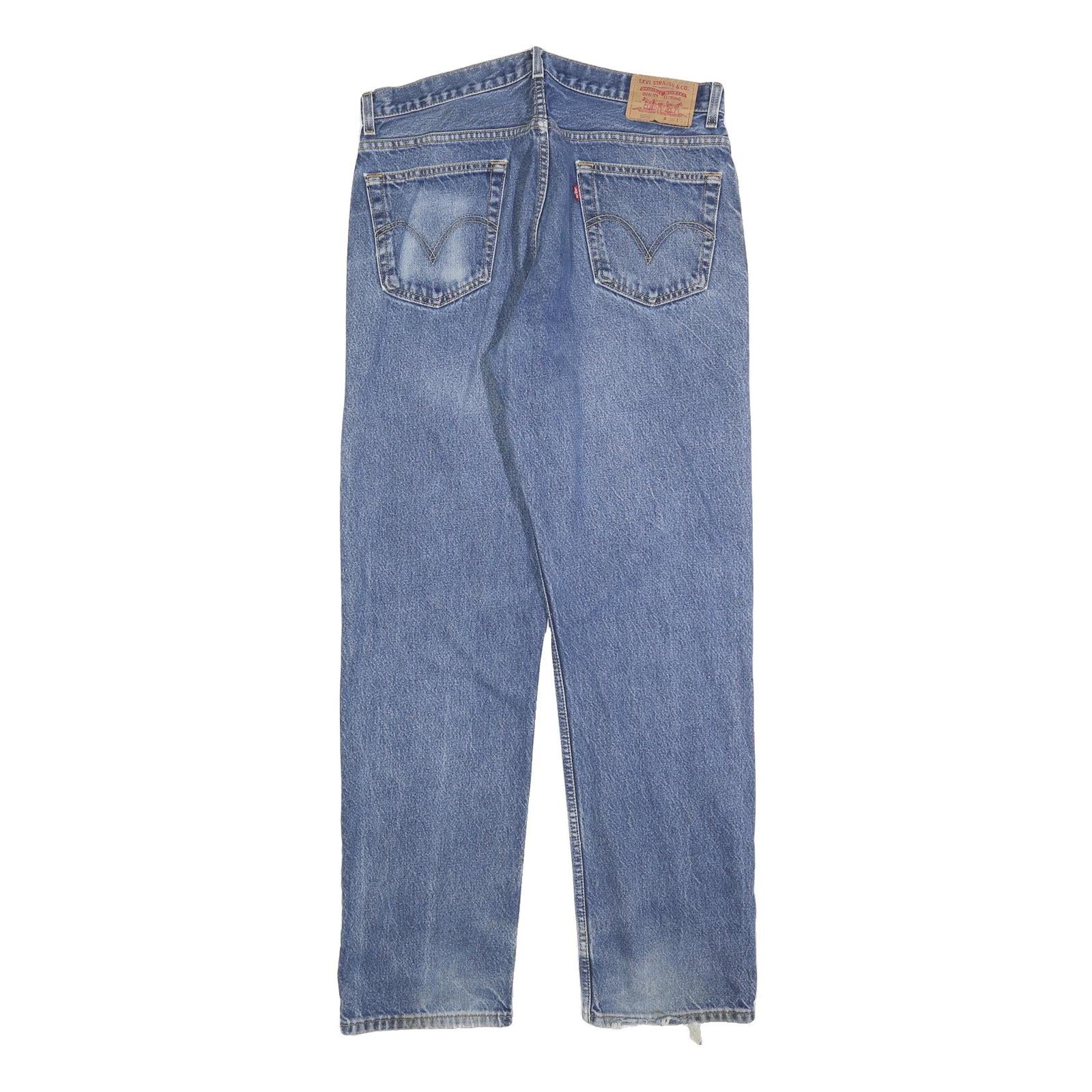 LEVI'S 505 Mens Jeans Blue Regular Straight Denim Medium W36 L34 Classic Style
