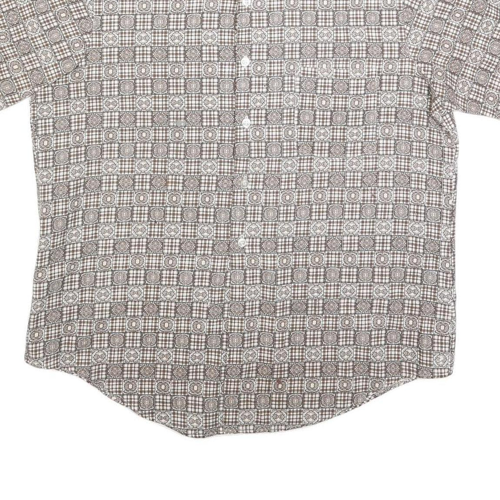 ROYAL KNIGHT Mens Beige Checked Short Sleeve Shirt L Polyester Comfortable