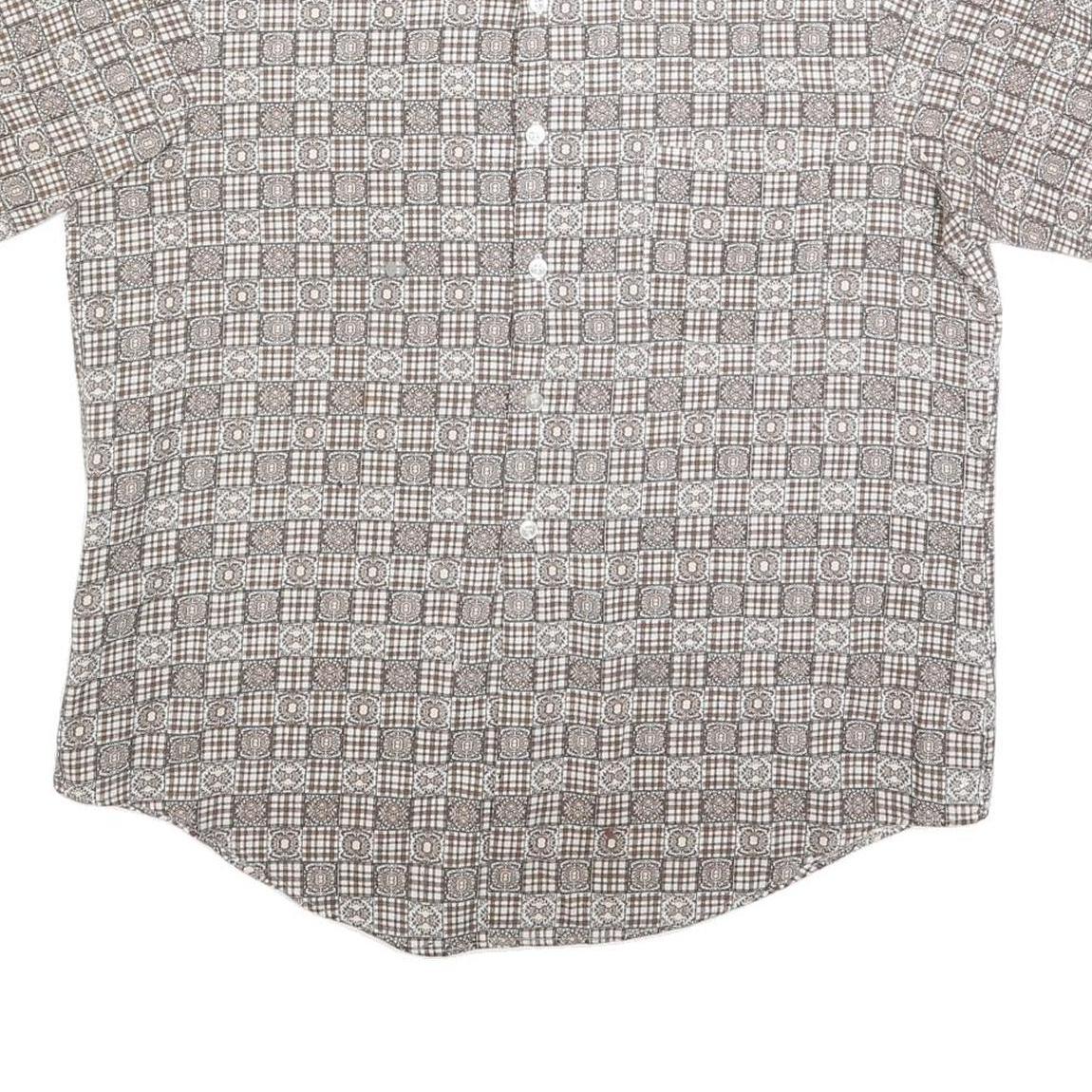 ROYAL KNIGHT Mens Beige Checked Short Sleeve Shirt L Polyester Comfortable