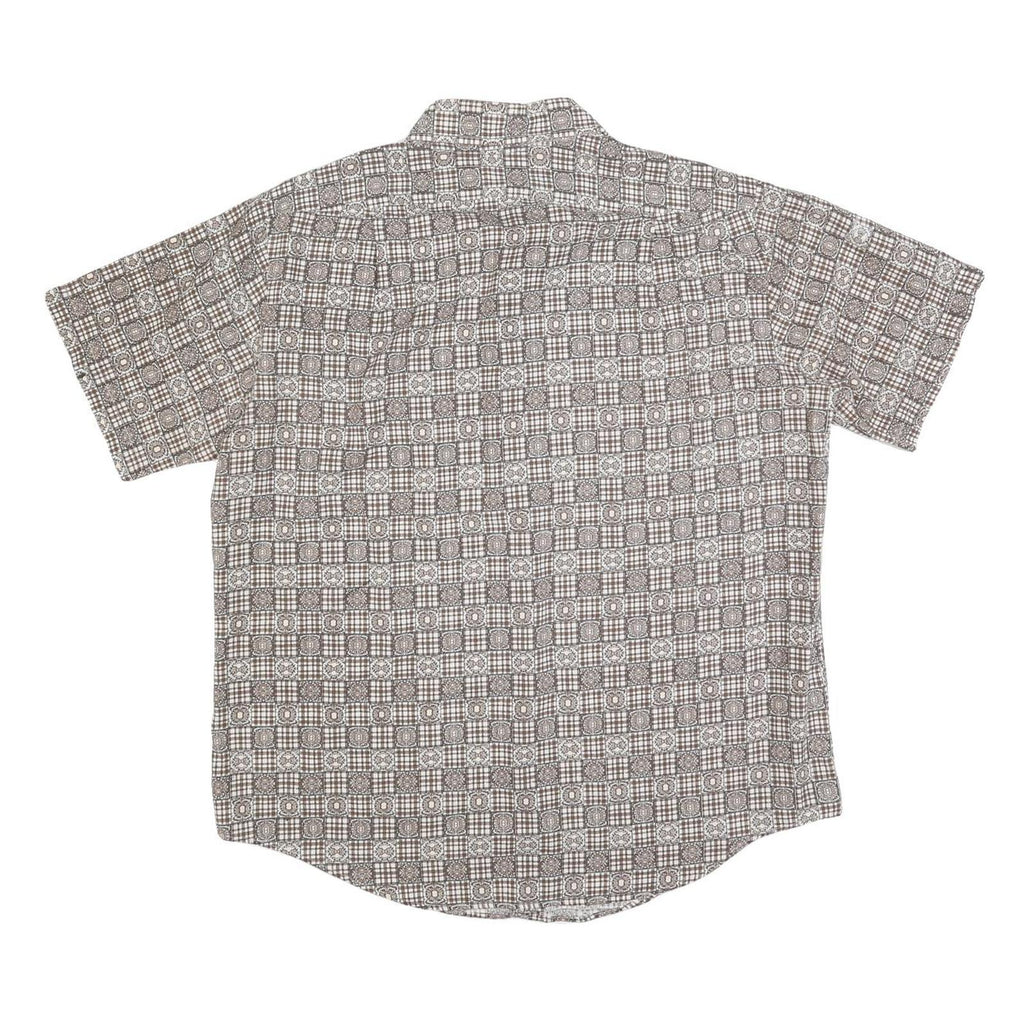 ROYAL KNIGHT Mens Beige Checked Short Sleeve Shirt L Polyester Comfortable