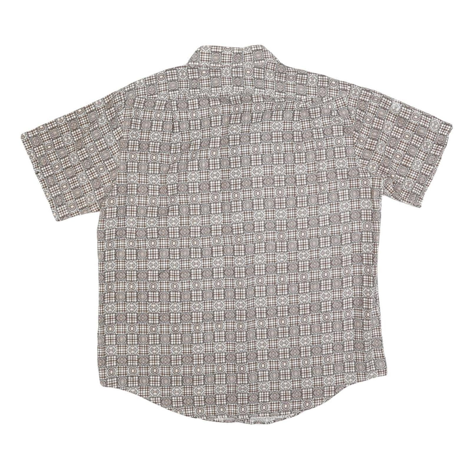 ROYAL KNIGHT Mens Beige Checked Short Sleeve Shirt L Polyester Comfortable