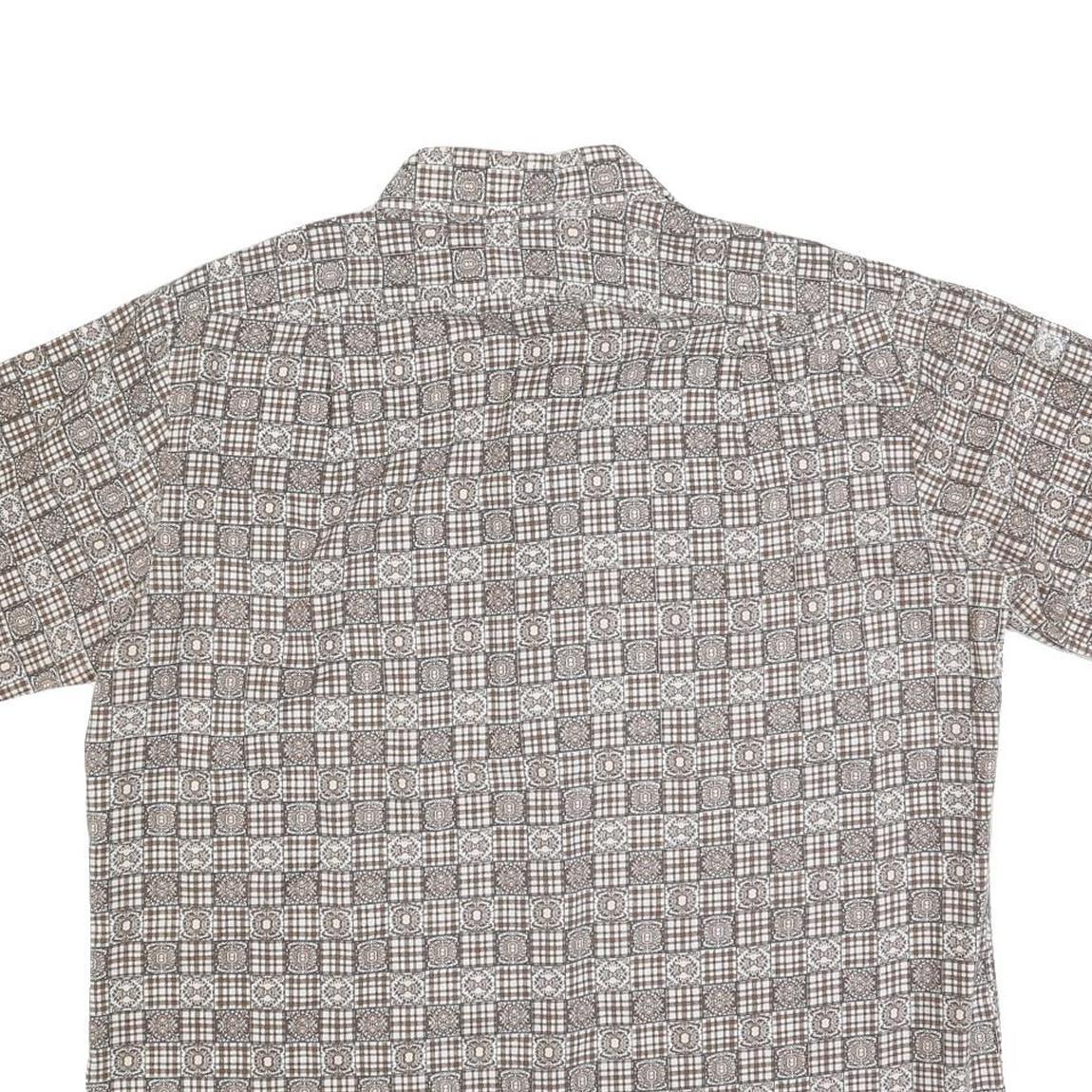 ROYAL KNIGHT Mens Beige Checked Short Sleeve Shirt L Polyester Comfortable