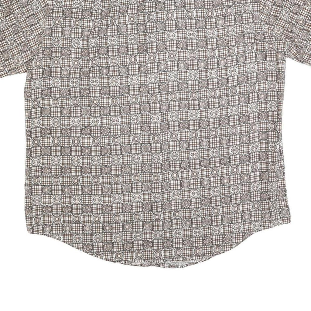 ROYAL KNIGHT Mens Beige Checked Short Sleeve Shirt L Polyester Comfortable