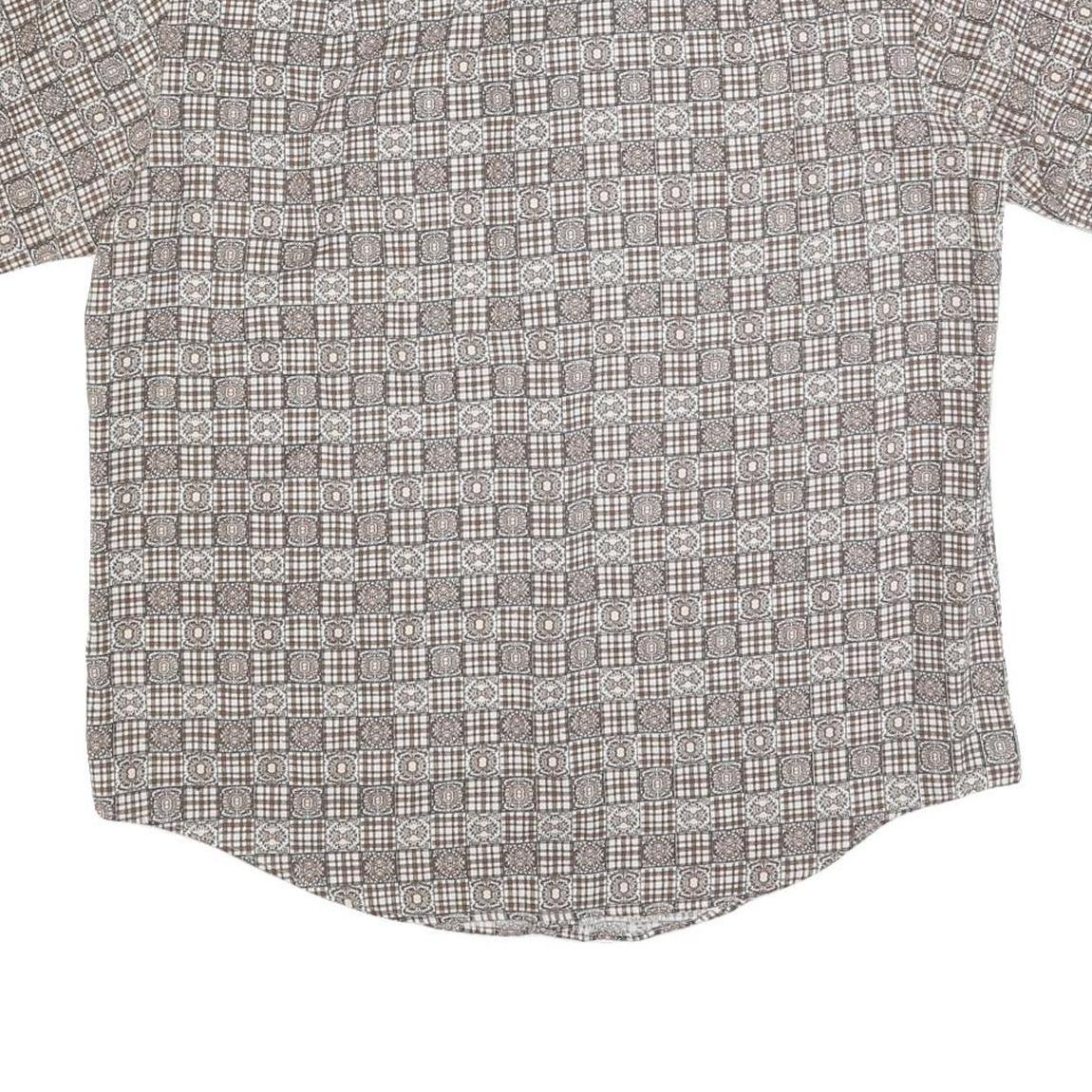 ROYAL KNIGHT Mens Beige Checked Short Sleeve Shirt L Polyester Comfortable