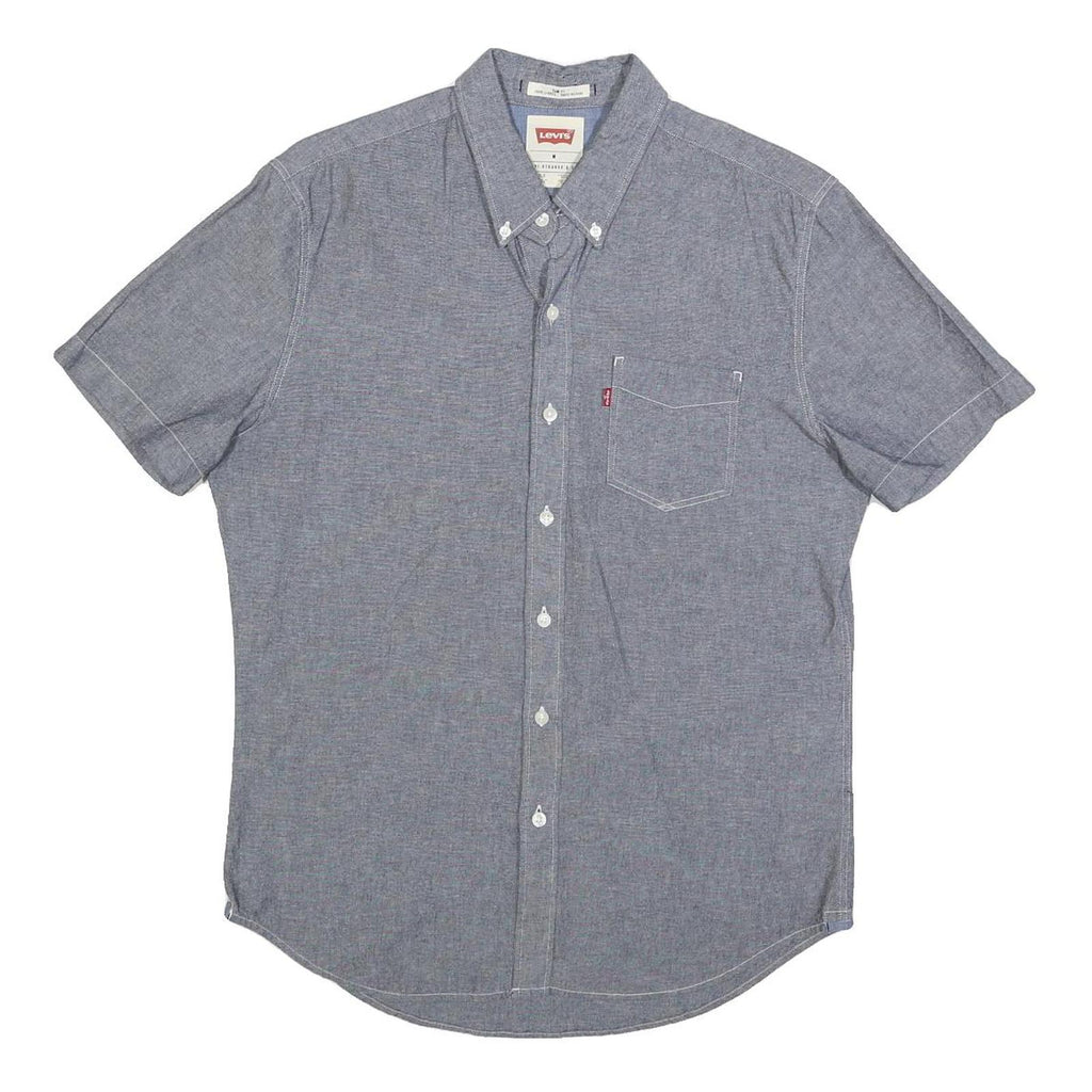 LEVI'S Mens Blue Cotton Short Sleeve Shirt M Casual Button-Down Pocket