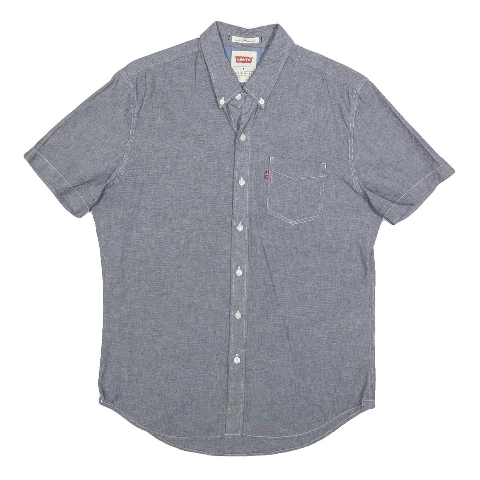 LEVI'S Mens Blue Cotton Short Sleeve Shirt M Casual Button-Down Pocket