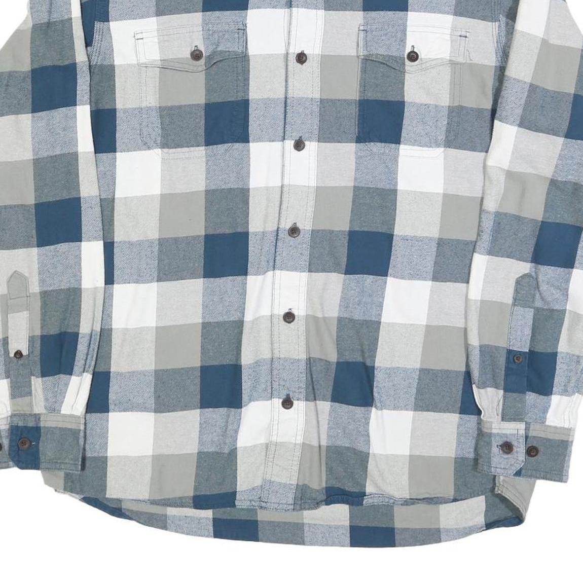 RED HEAD Mens Blue & Grey Checked Shirt L Button Down Casual Cotton Blend