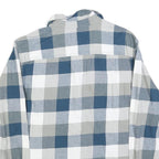 RED HEAD Mens Blue & Grey Checked Shirt L Button Down Casual Cotton Blend
