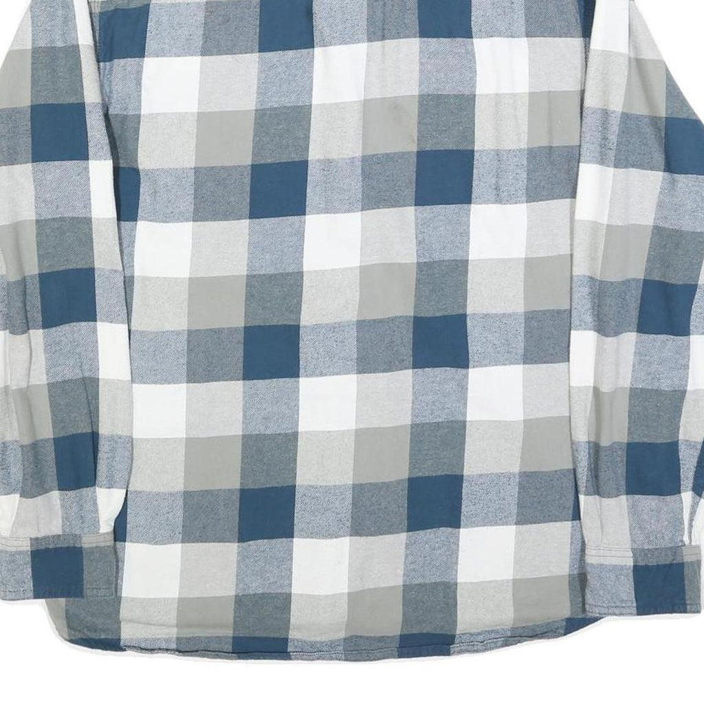 RED HEAD Mens Blue & Grey Checked Shirt L Button Down Casual Cotton Blend