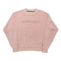 SUPERDRY Womens Pink Crew Neck Pullover UK 10 Embroidered Logo Velvet Cotton