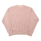 SUPERDRY Womens Pink Crew Neck Pullover UK 10 Embroidered Logo Velvet Cotton
