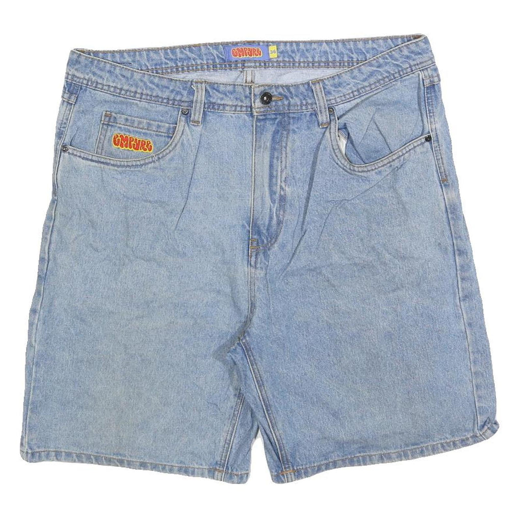GMPYRE Mens Shorts Blue Denim Casual L W36 Comfortable Cotton Blend