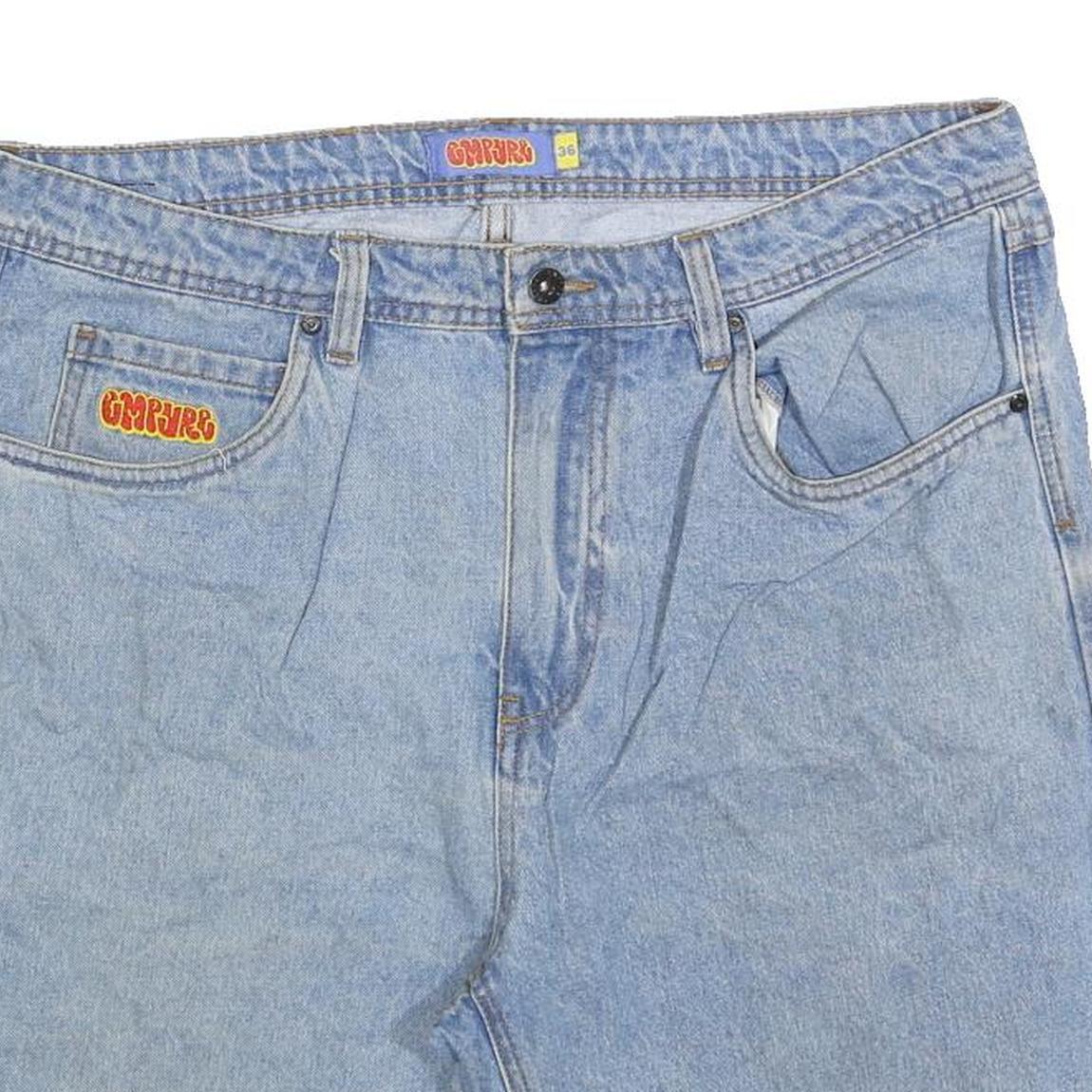 GMPYRE Mens Shorts Blue Denim Casual L W36 Comfortable Cotton Blend