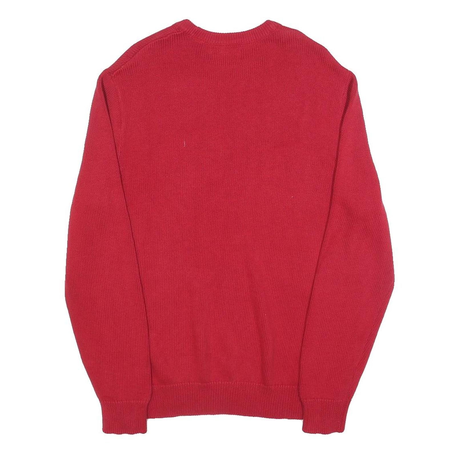 CHAPS Mens Red Plain Crew Neck Basic Knit Jumper M Classic Cotton Warmwear