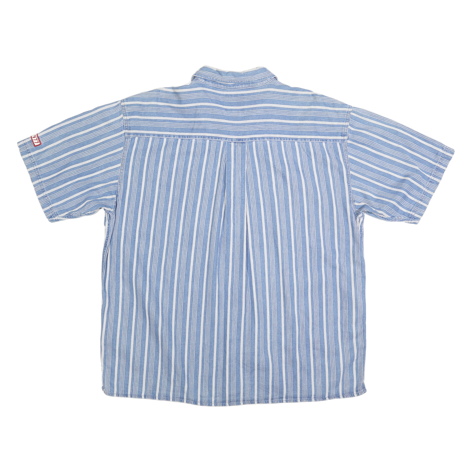 BUGLE BOY Mens Blue & White Striped Cotton Short Sleeve Shirt XL Casual