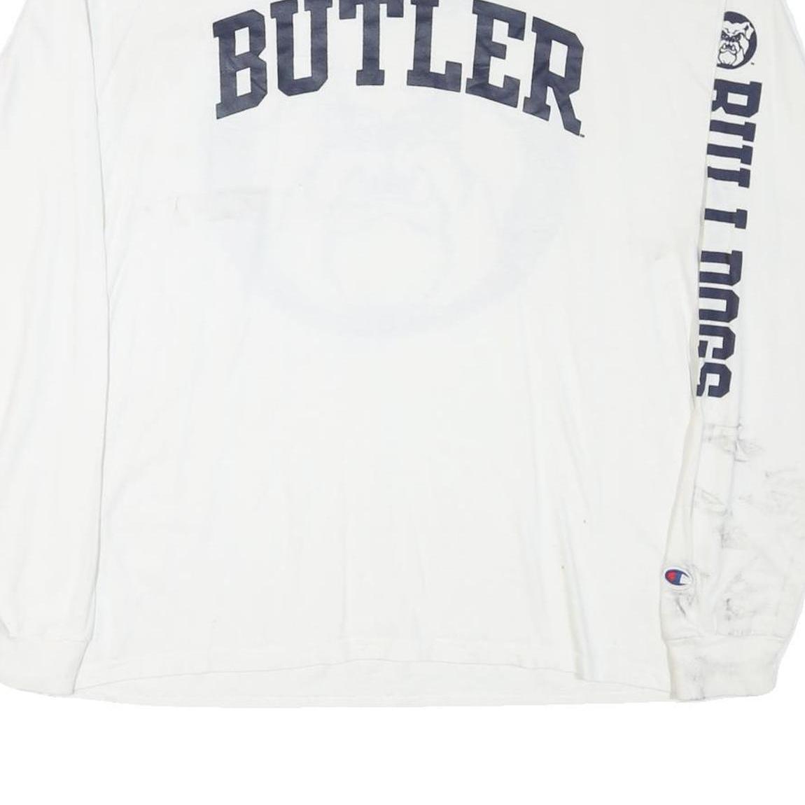 CHAMPION Mens White Butler Bulldogs Long Sleeve Crew Neck Cotton Blend XL Sports