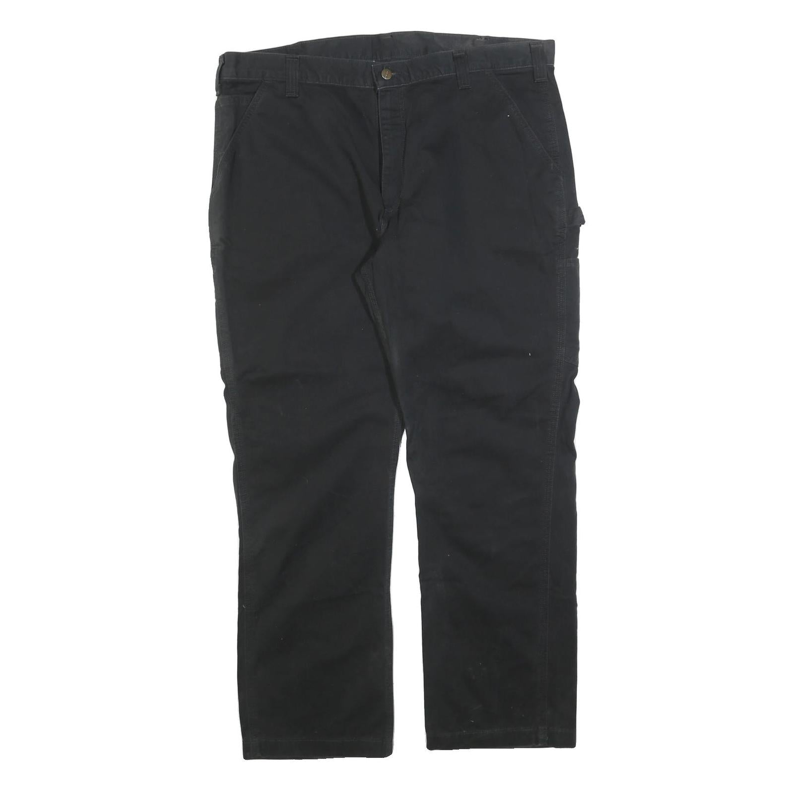 CARHARTT Mens Cotton Blend Black Relaxed Straight Trousers W42 L30 Workwear