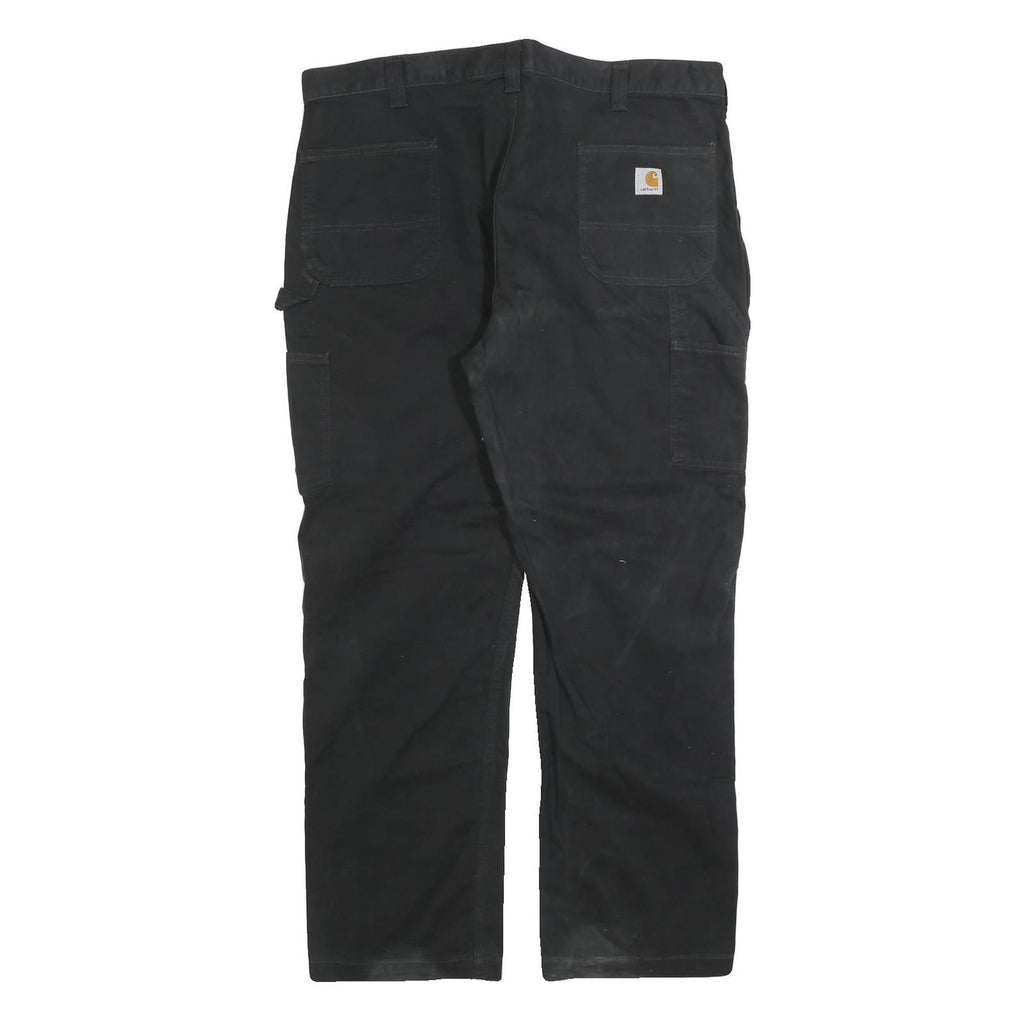 CARHARTT Mens Cotton Blend Black Relaxed Straight Trousers W42 L30 Workwear