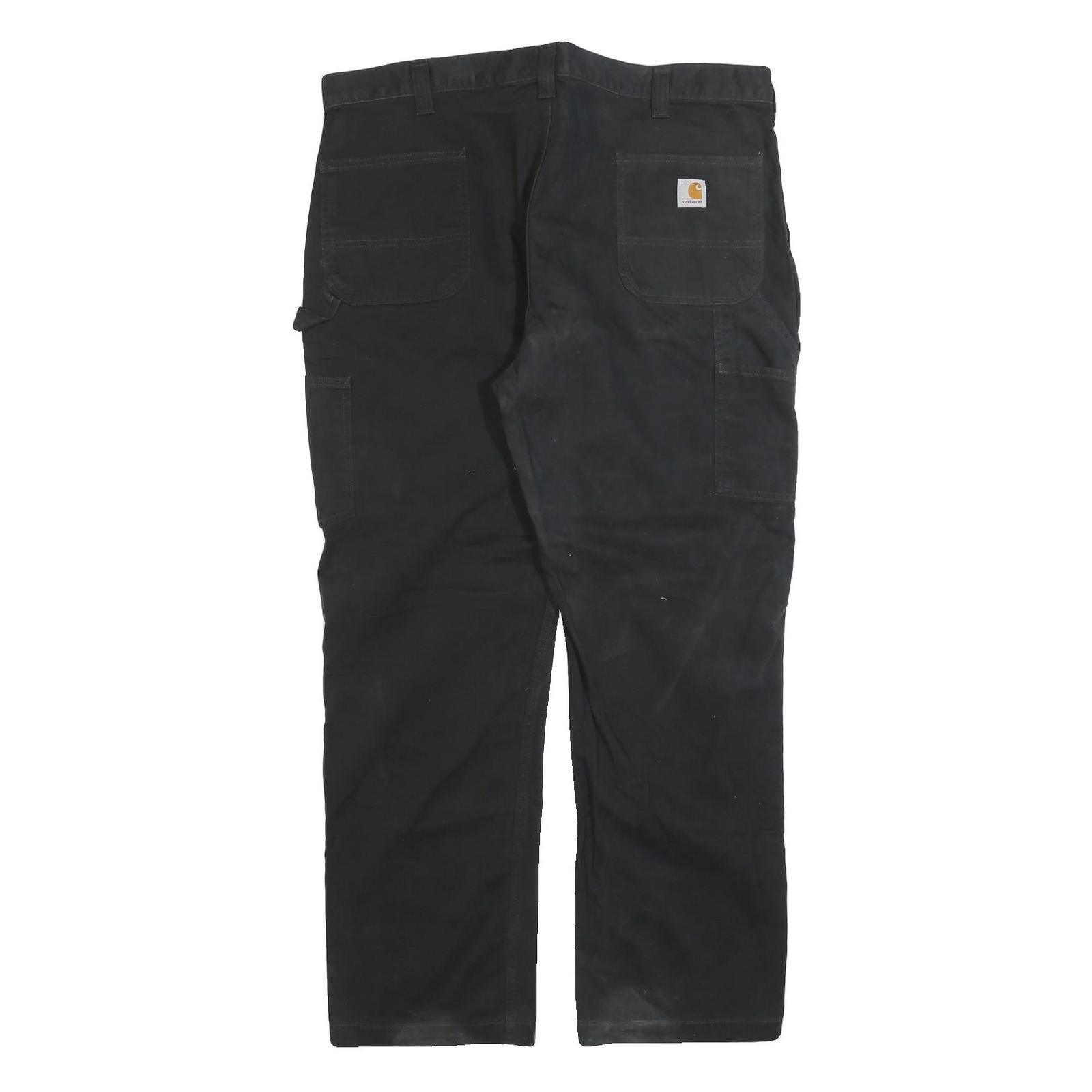 CARHARTT Mens Cotton Blend Black Relaxed Straight Trousers W42 L30 Workwear