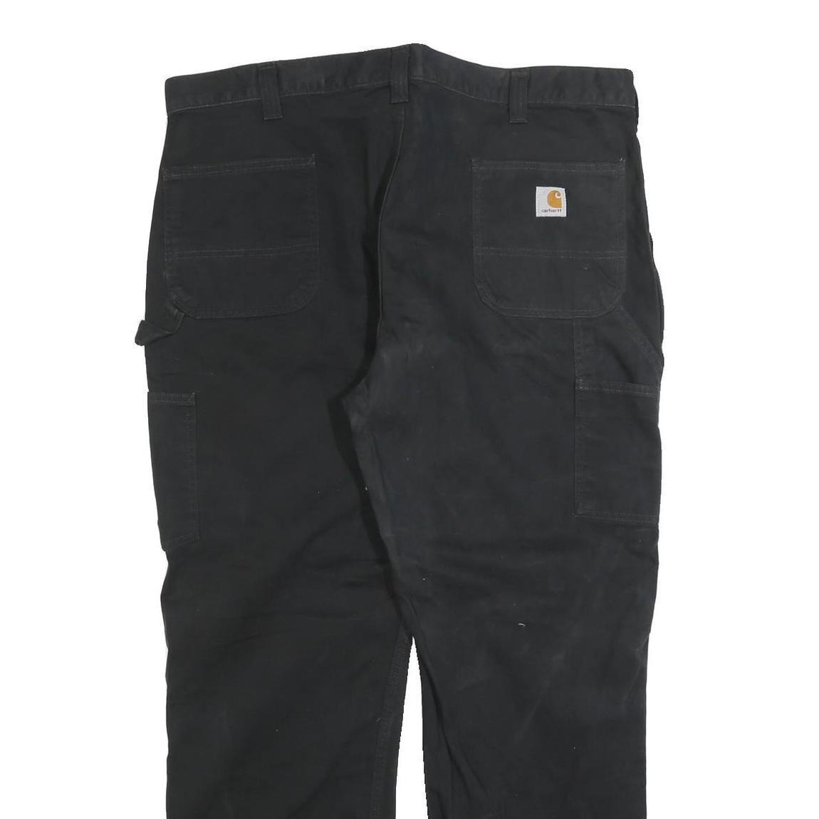 CARHARTT Mens Cotton Blend Black Relaxed Straight Trousers W42 L30 Workwear
