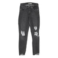 LEVI'S 721 Womens Jeans Black Regular Skinny Denim Stone Wash W28 L27 Distressed