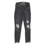 LEVI'S 721 Womens Jeans Black Regular Skinny Denim Stone Wash W28 L27 Distressed