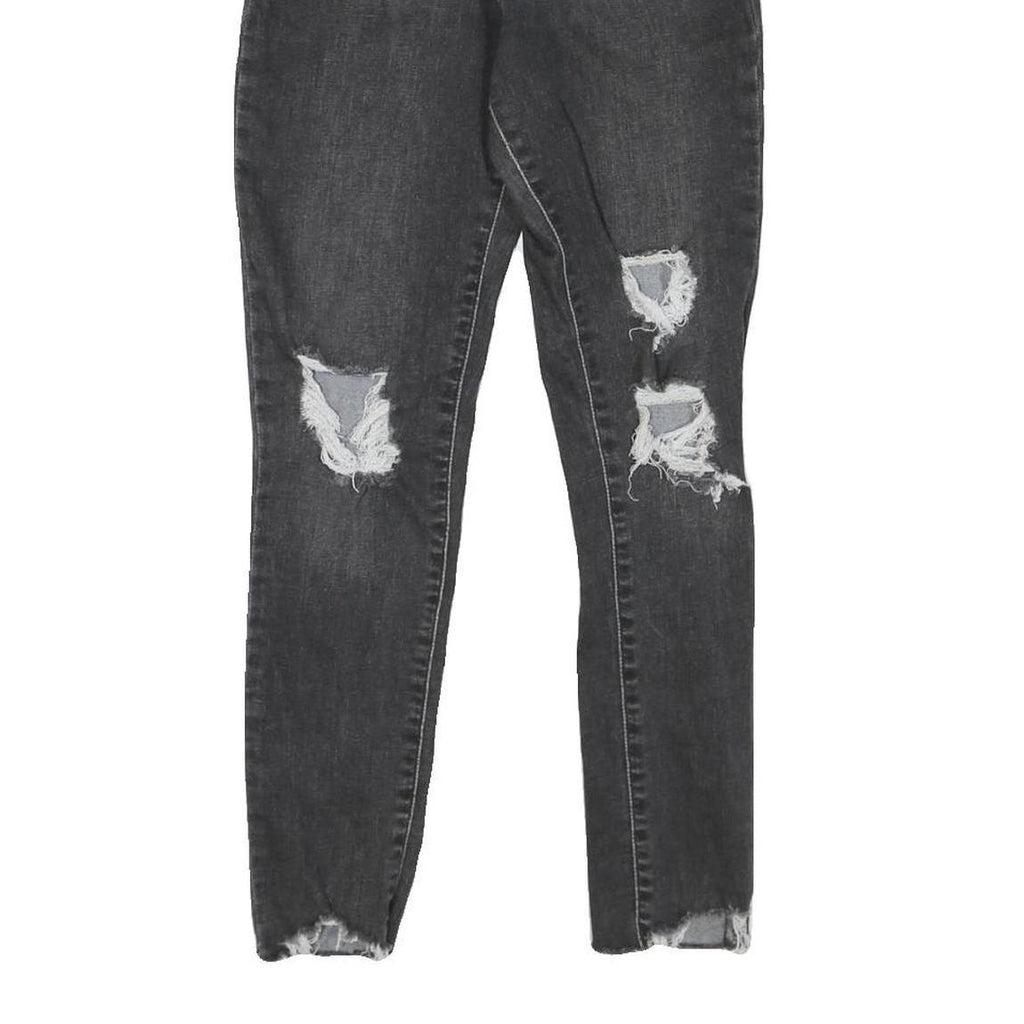 LEVI'S 721 Womens Jeans Black Regular Skinny Denim Stone Wash W28 L27 Distressed