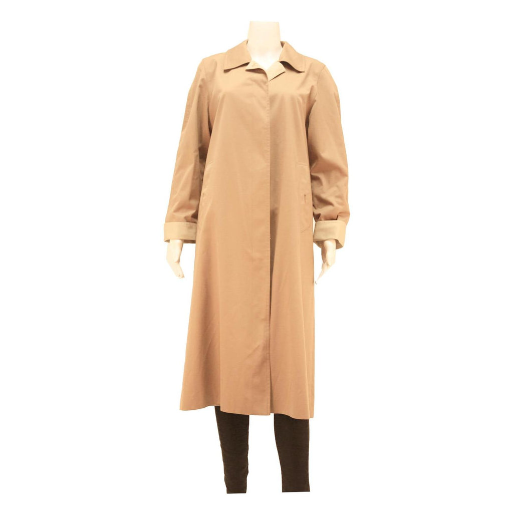 VALMELINE Womens Beige Classic Button Jacket L Polyester Blend Long Sleeve Plain