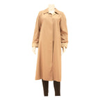 VALMELINE Womens Beige Classic Button Jacket L Polyester Blend Long Sleeve Plain