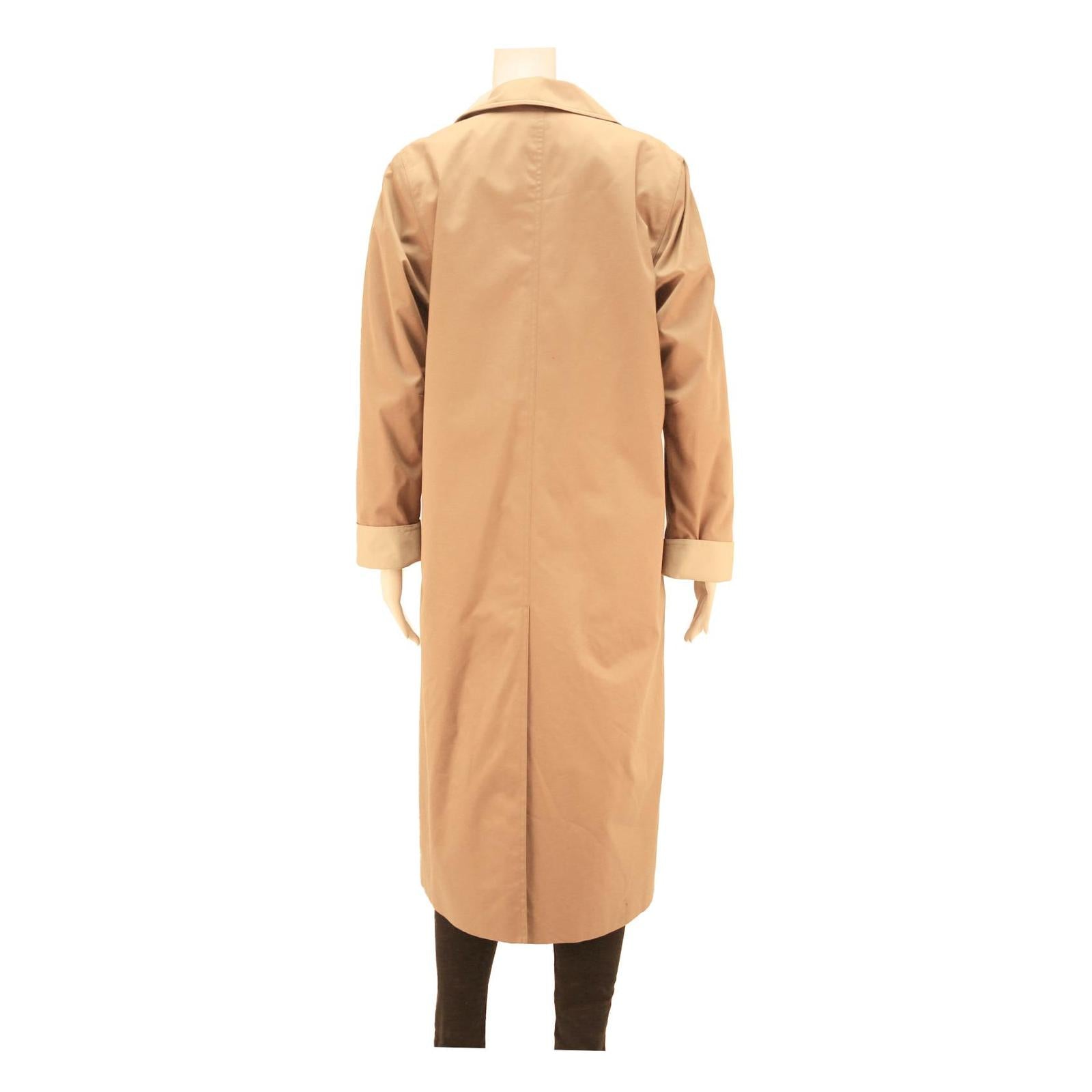 VALMELINE Womens Beige Classic Button Jacket L Polyester Blend Long Sleeve Plain
