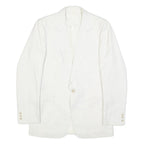 BREISACHER Mens White Pinstripe Jacket S Woven Button Closure Classic Fit Blazer