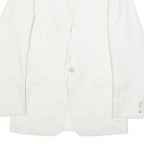 BREISACHER Mens White Pinstripe Jacket S Woven Button Closure Classic Fit Blazer