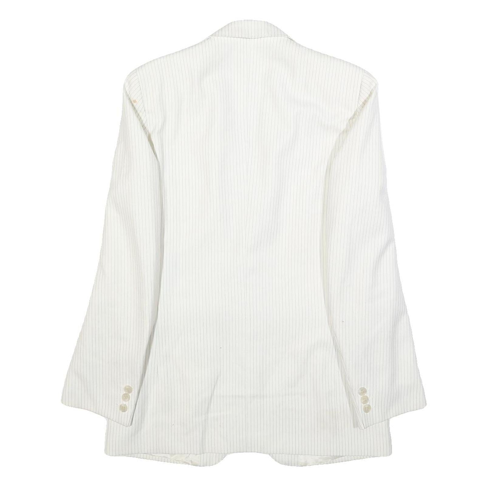 BREISACHER Mens White Pinstripe Jacket S Woven Button Closure Classic Fit Blazer