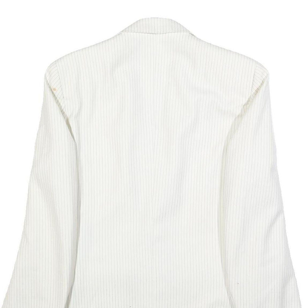 BREISACHER Mens White Pinstripe Jacket S Woven Button Closure Classic Fit Blazer
