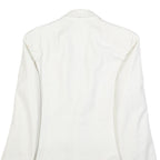 BREISACHER Mens White Pinstripe Jacket S Woven Button Closure Classic Fit Blazer