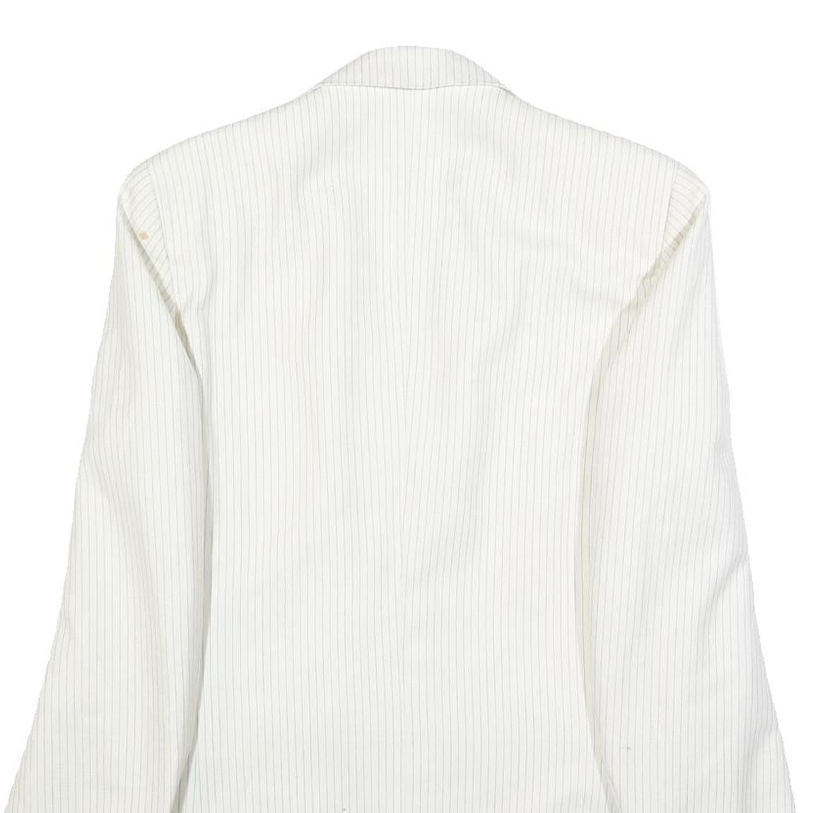 BREISACHER Mens White Pinstripe Jacket S Woven Button Closure Classic Fit Blazer